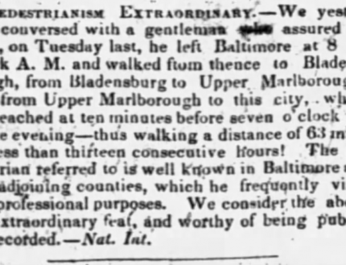 Pedestrianism Extraordinary Baltimore to Washington on foot in13 hours in 1843